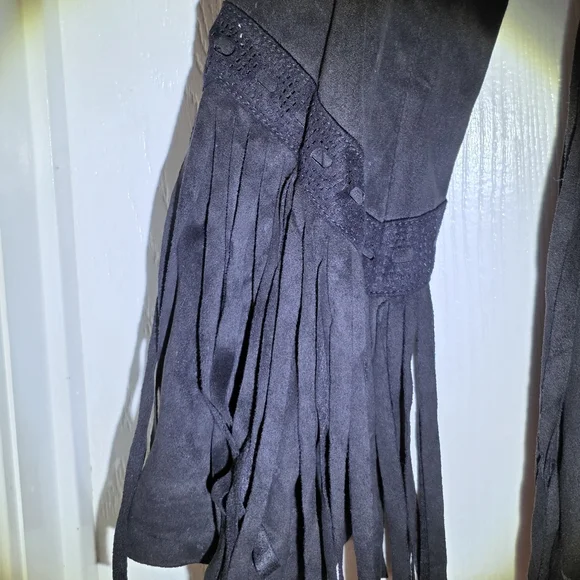 Black Fringe Women's Jacket, Size L - Picture 3 of 4